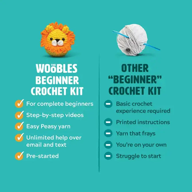 Woobles Beginner Crochet Kit - Fred the Rainbow Dinosaur