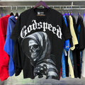 Godspeed T-shirts American Flag Skull Print Cotton Casual Short Sleeves Men and Women
