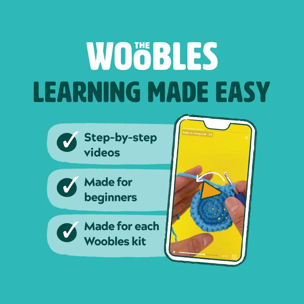 Woobles Beginner Crochet Kit - Rainbow Narwhal