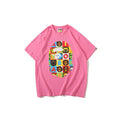 Bathing Ape T-Shirt Printed Round Neck Casual Short Sleeve Multi-Color Blocks Ape Head T-shirt