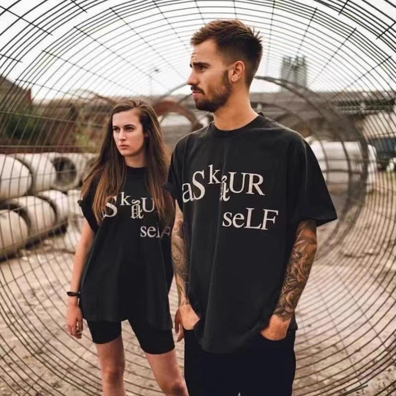 Askyurself T-shirts Printed High Street Casual Short Sleeve T-shirt